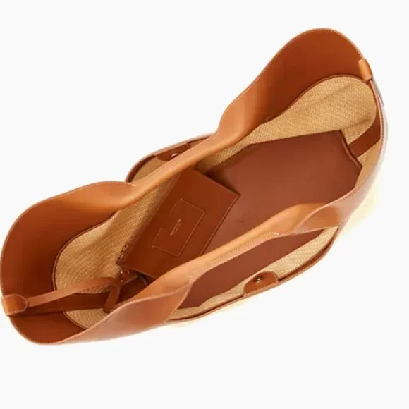 NWT - Alexander McQueen Large Leather Raffia Bow Bag Natural Tan - Picture 3 of 16